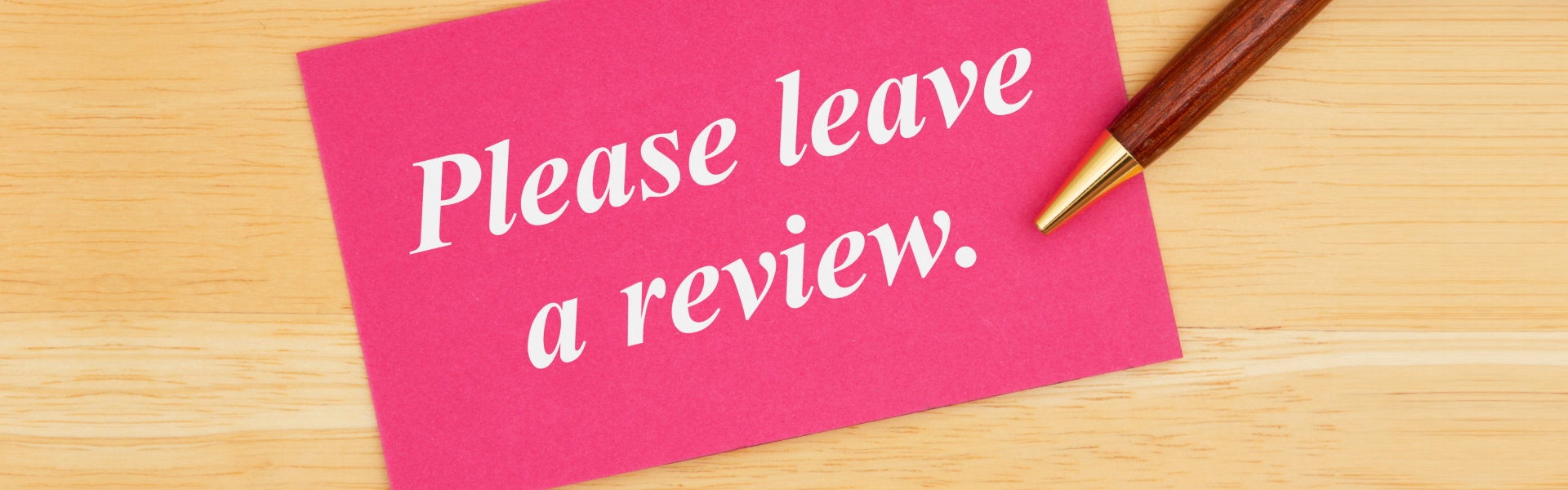 Please leave a review printed on a pink paper