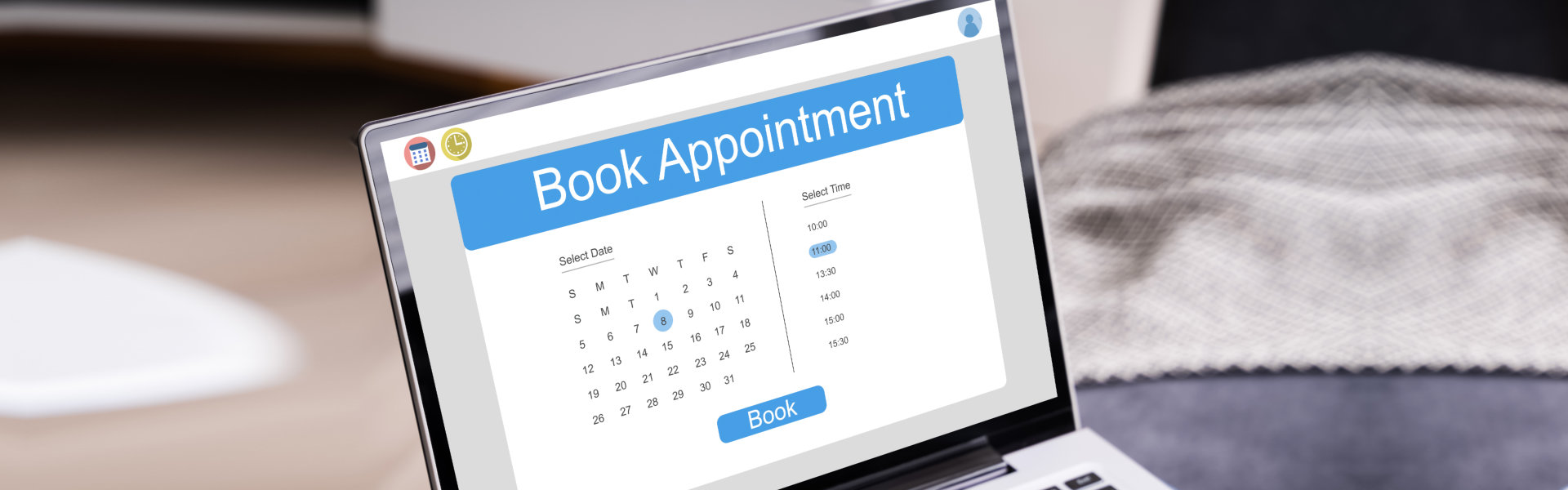 Book Appointment on laptop screen